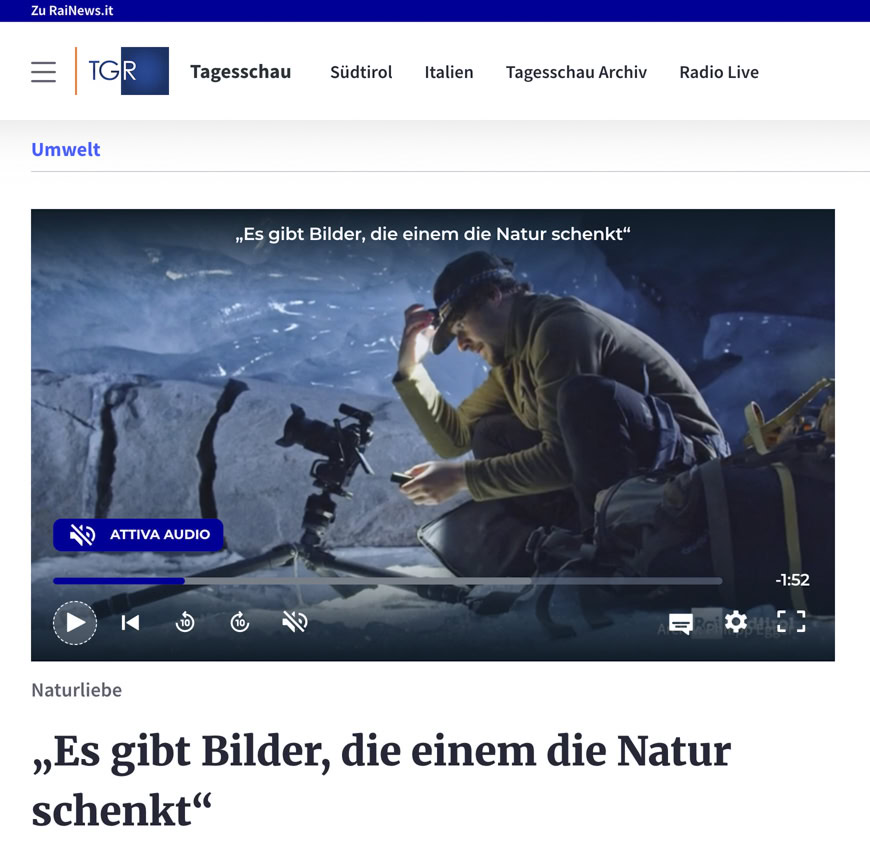 Naturfotograf Philipp Egger bei der Naturaufnahme in einer Höhle, Fokus auf Naturliebe und nachhaltige Bilder, die der Natur schenken.