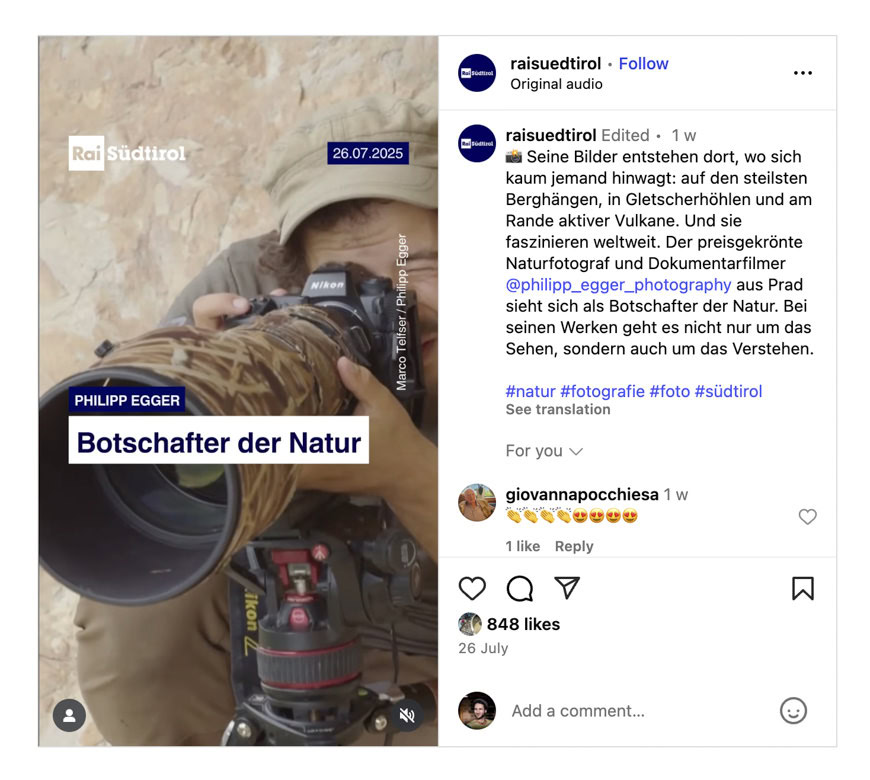 Kamerafotograf Philipp Egger auf Natur-Exkursion, Naturfotografie, Landschaftsfotografie, Südtirol, Naturdarstellung, Naturexperte, Dokumentarfilm, Naturwunder, Naturschauplatz, Umweltfotografie, Natur menschlich, Landschafts- und Wildtiere, Fokus auf Natur, Naturbilder, Naturenthüllung, Natur-Inszenierung, Natur-Storytelling.