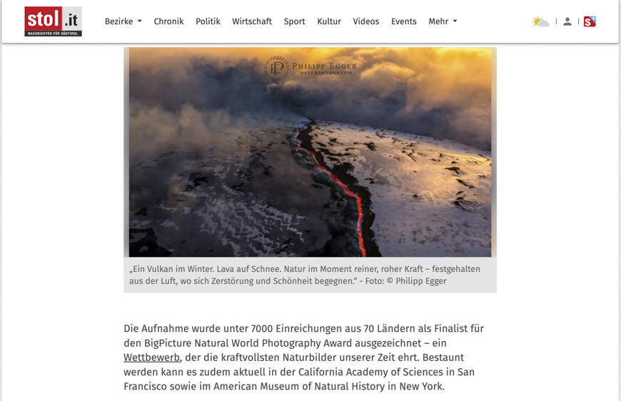 Vulkan im Winter, Lava auf Schnee, Naturfotografie von Philipp Egger, beeindruckende Landschaftsaufnahme, Natur- und Vulkanfotograf, außergewöhnliche Naturaufnahmen, Landschaftsfotografie, Naturbilder, preisgekrönte Naturfotografie.