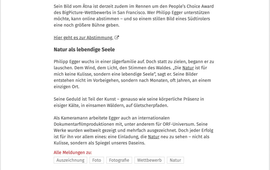 Landschaftsfotografie von Philipp Egger, Naturaufnahmen, südtirol, Outdoor-Fotografie, Wildtiere, umweltbewusst, Naturschutz, internationales Fotoprojekt, preisgekrönt, authentisch, Natur in ihrer schönsten Form.