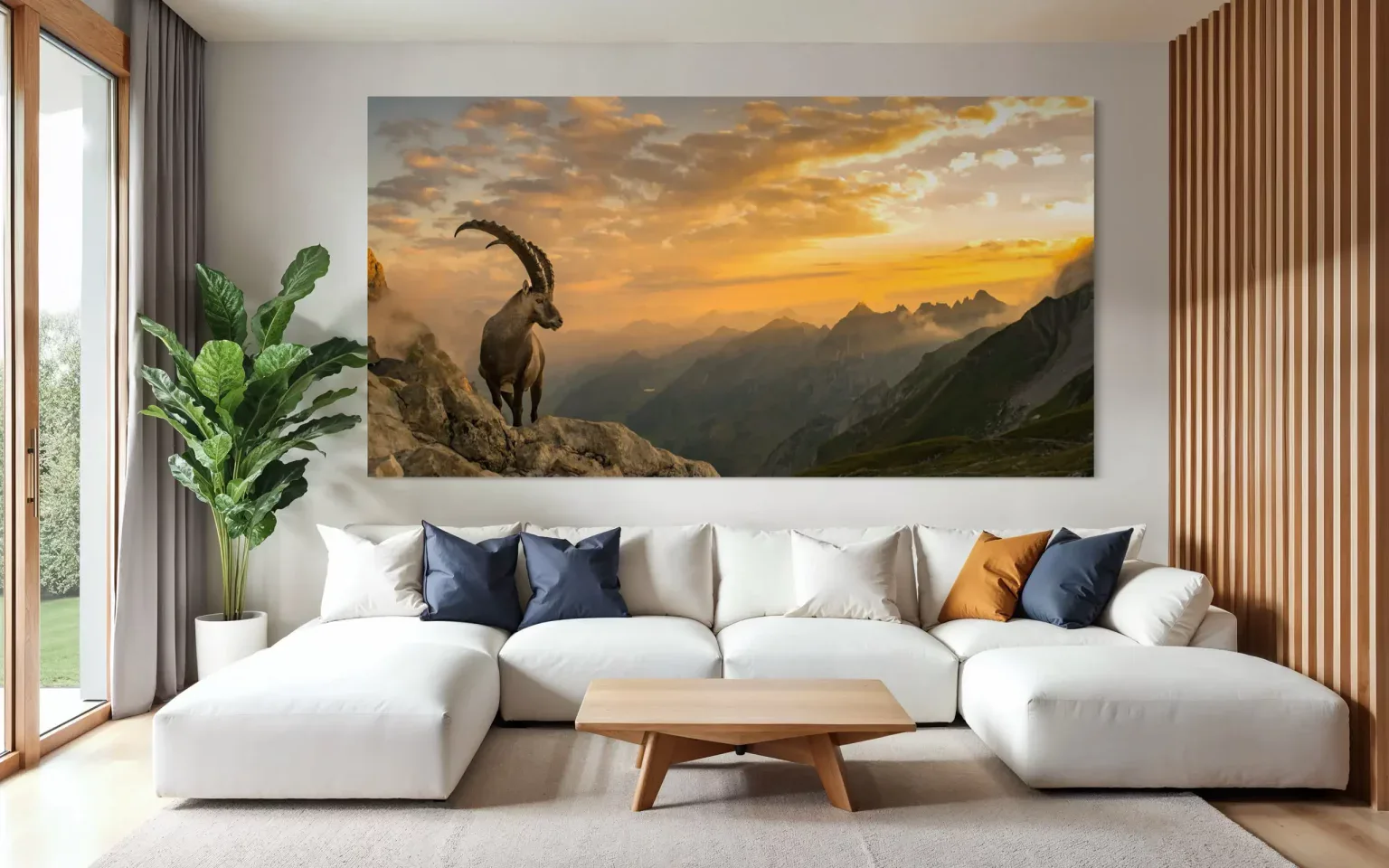 Naturalam Kaminlandschaft bei Sonnenuntergang, Tierbild im Wohnzimmer, Wandkunst, moderne Inneneinrichtung, Wohnraumgestaltung, stilvolle Dekoration, hochwertiges Interieur, stilvolles Wohnzimmer, Naturfotografie, gemütliches Zuhause Relevanz.